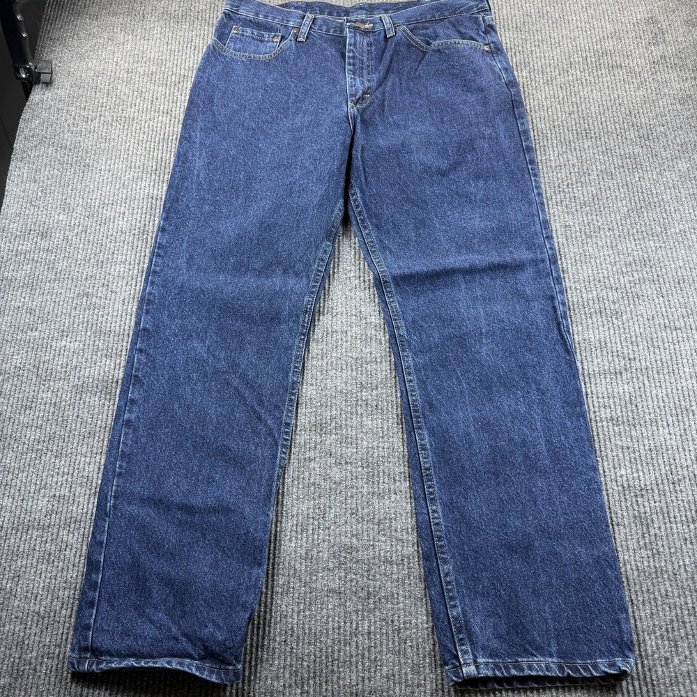 Wrangler Premium Quality Jeans Mens 36x29 Blue Regular Fit Straight Denim Casual